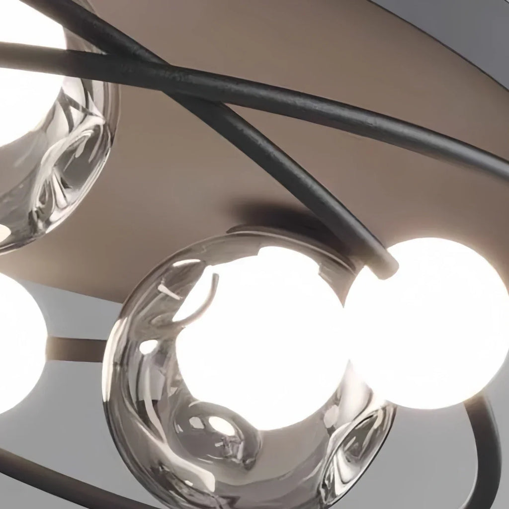 Moderne plafondlamp – ijzer & glas zwart, rookgrijs voor slaapkamer woonkamer - Flindria