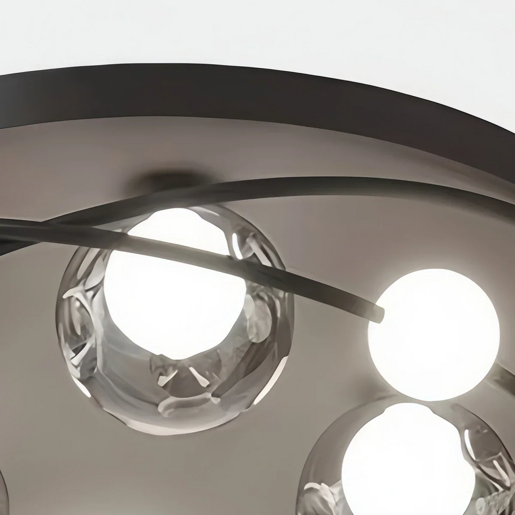 Moderne plafondlamp – ijzer & glas zwart, rookgrijs voor slaapkamer woonkamer - Flindria