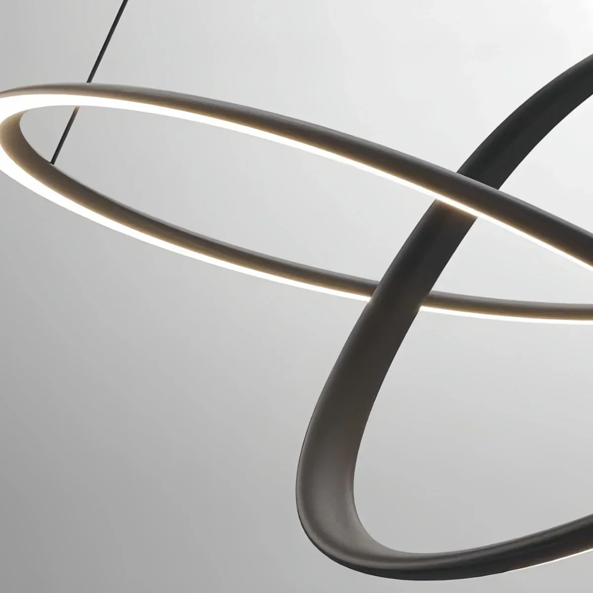 Lámpara de araña minimalista de anillo — acero al carbono y vidrio con globos gris humo para sala - Flindria