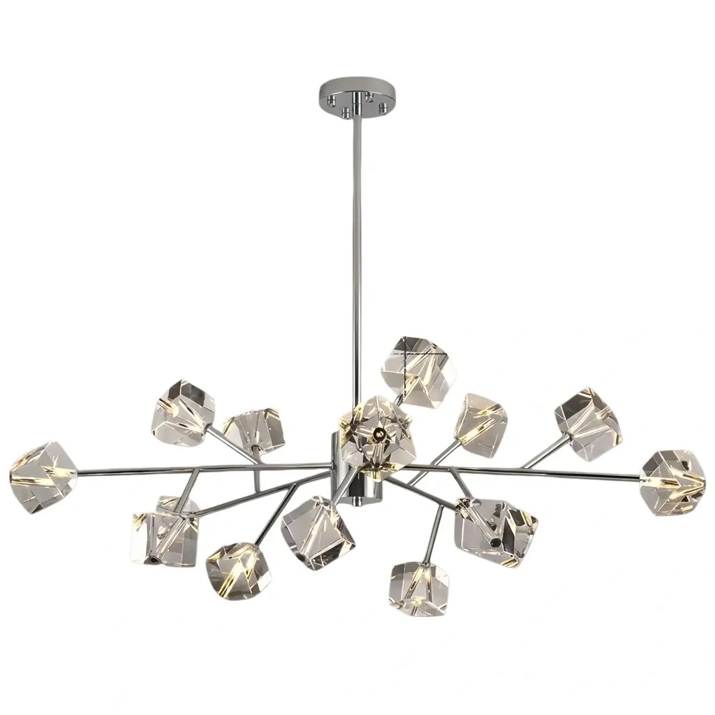 Modern Sputnik Chandelier – Crystal Cube Chrome for Living Room / Dining Room - Flindria