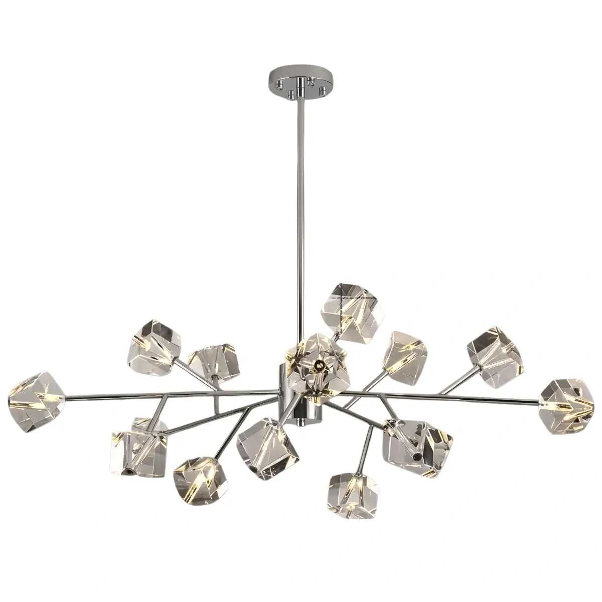 Modern Sputnik Chandelier – Crystal Cube Chrome for Living Room / Dining Room - Flindria
