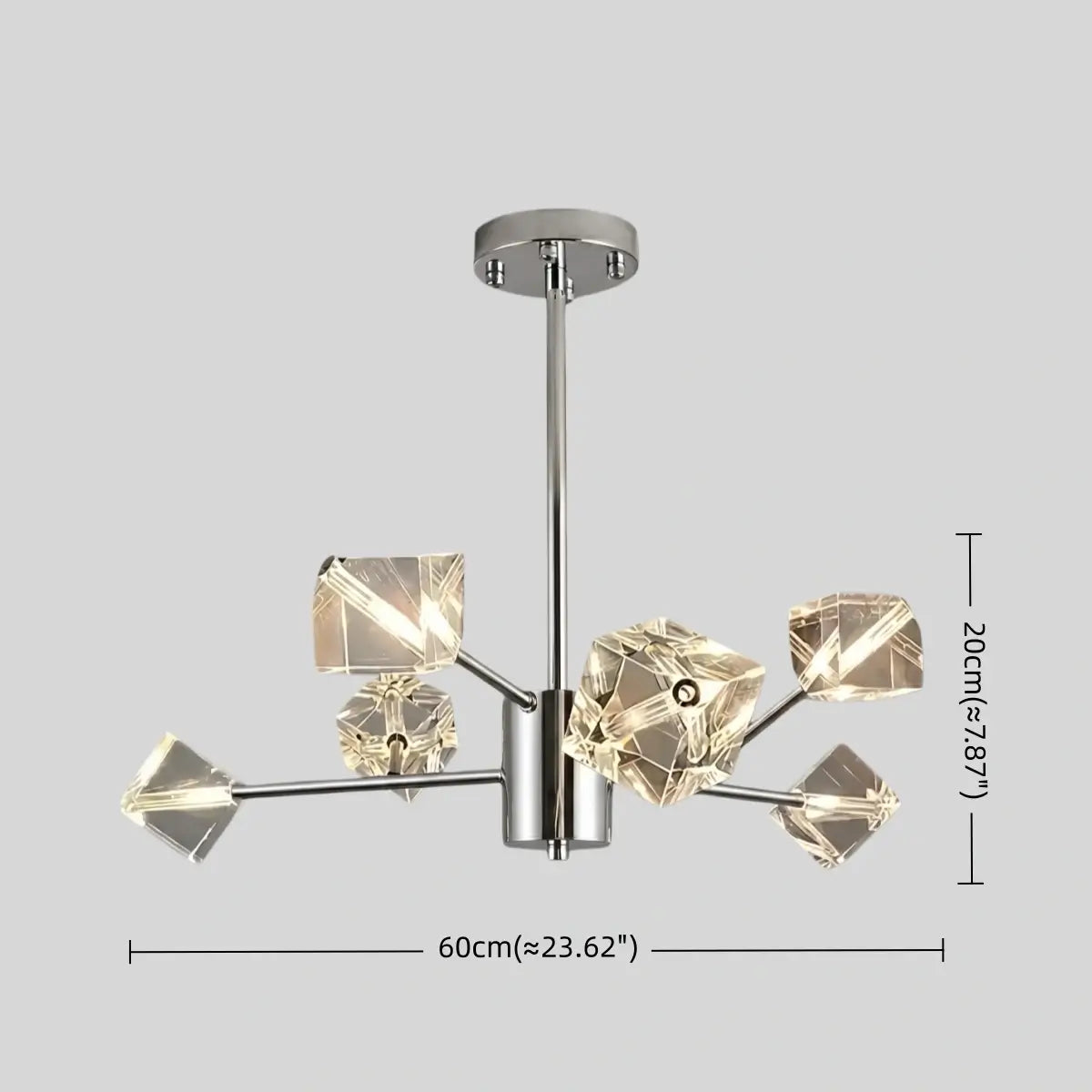 Modern Sputnik Chandelier – Crystal Cube Chrome for Living Room / Dining Room - Flindria