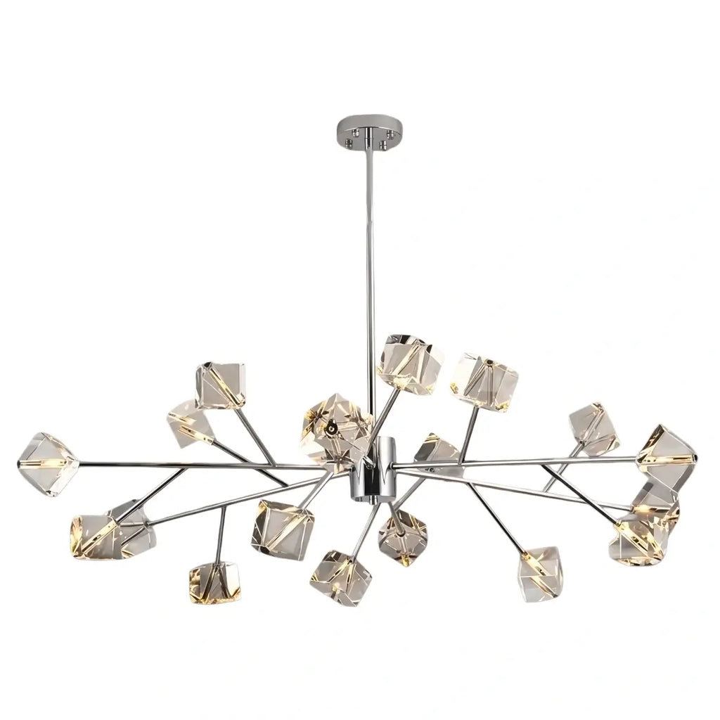 Modern Sputnik Chandelier – Crystal Cube Chrome for Living Room / Dining Room - Flindria