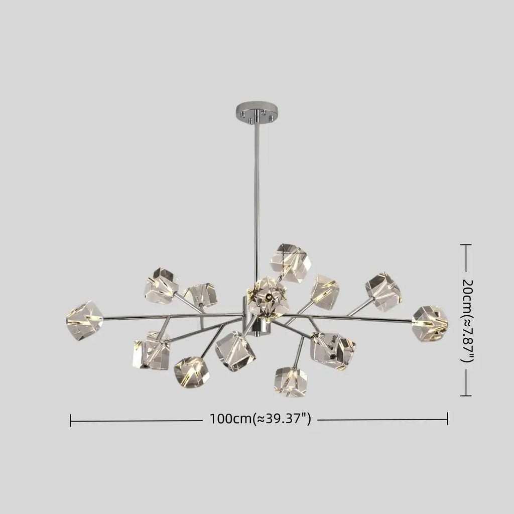 Modern Sputnik Chandelier – Crystal Cube Chrome for Living Room / Dining Room - Flindria
