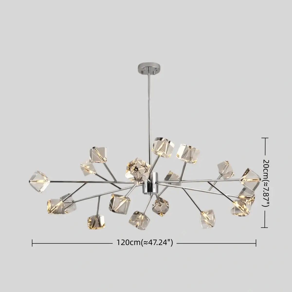 Modern Sputnik Chandelier – Crystal Cube Chrome for Living Room / Dining Room - Flindria