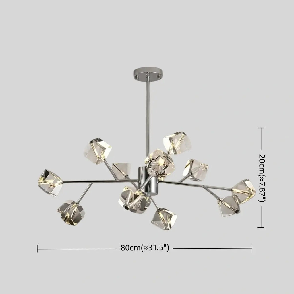 Modern Sputnik Chandelier – Crystal Cube Chrome for Living Room / Dining Room - Flindria