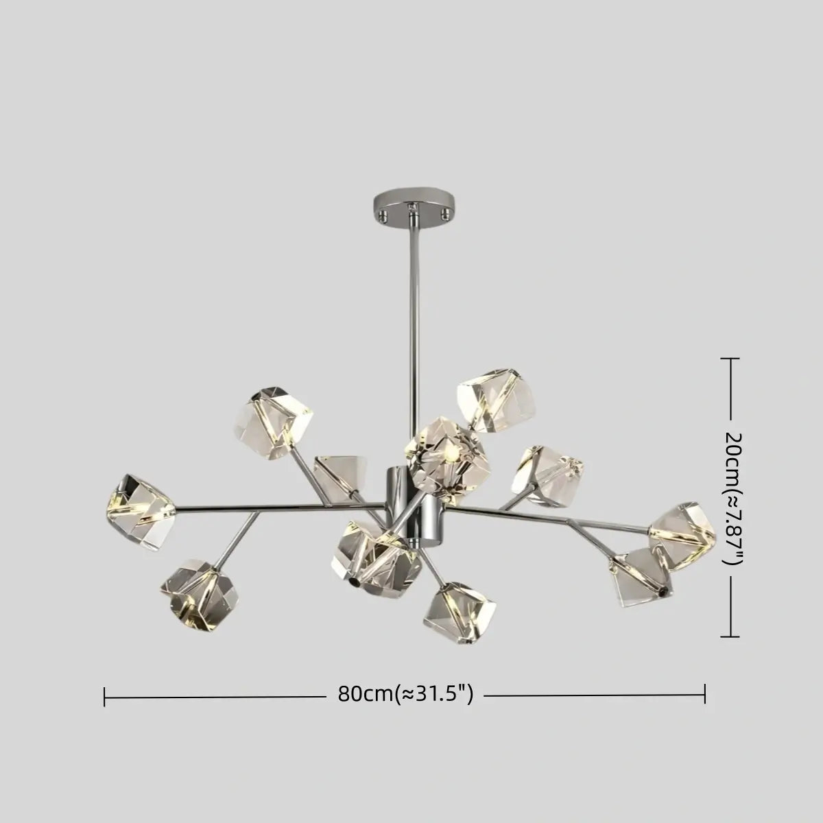 Modern Sputnik Chandelier – Crystal Cube Chrome for Living Room / Dining Room - Flindria