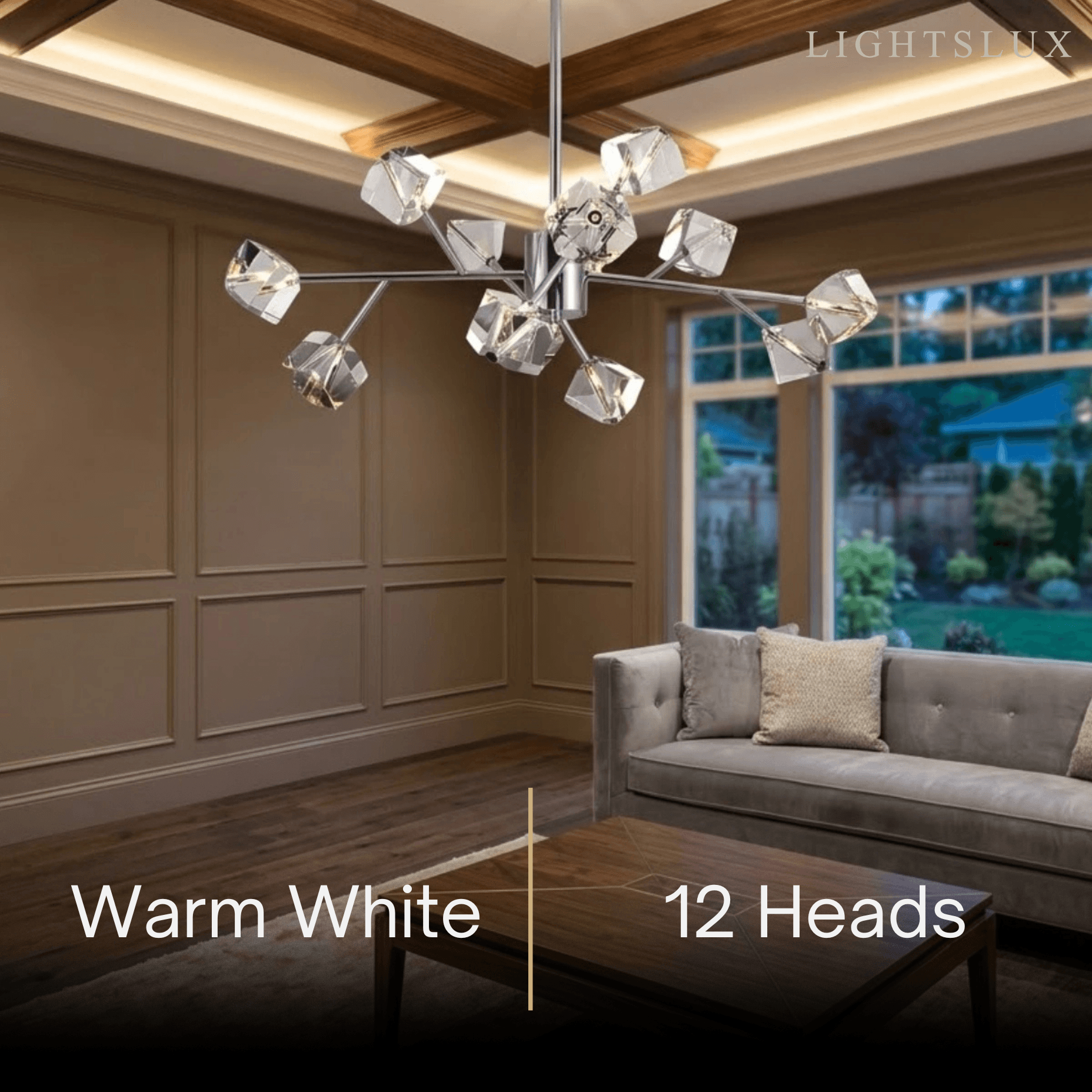 Modern Sputnik Chandelier – Crystal Cube Chrome for Living Room / Dining Room - Flindria