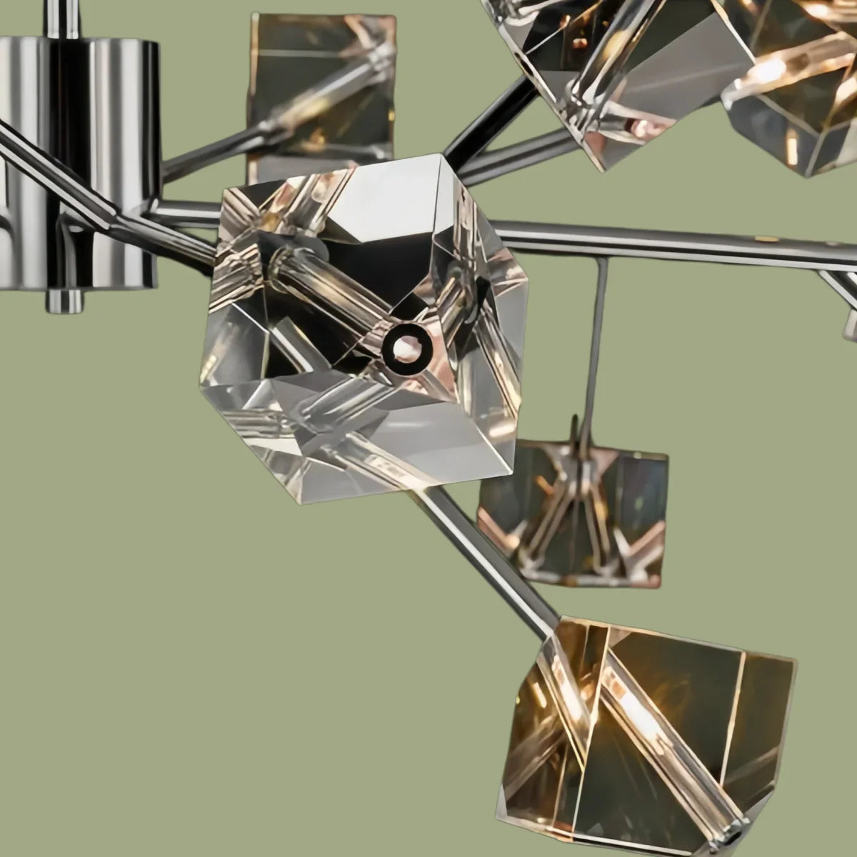 Modern Sputnik Chandelier – Crystal Cube Chrome for Living Room / Dining Room - Flindria