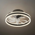 Modern Semi-Flush Ceiling Fan with Light -- Silent Black & White Iron ABS for Bedroom - Flindria
