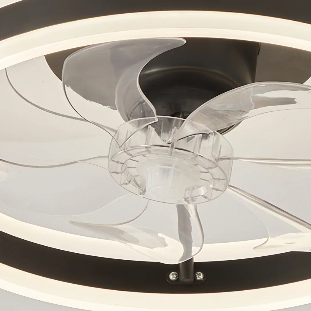 Modern Semi-Flush Ceiling Fan with Light -- Silent Black & White Iron ABS for Bedroom - Flindria
