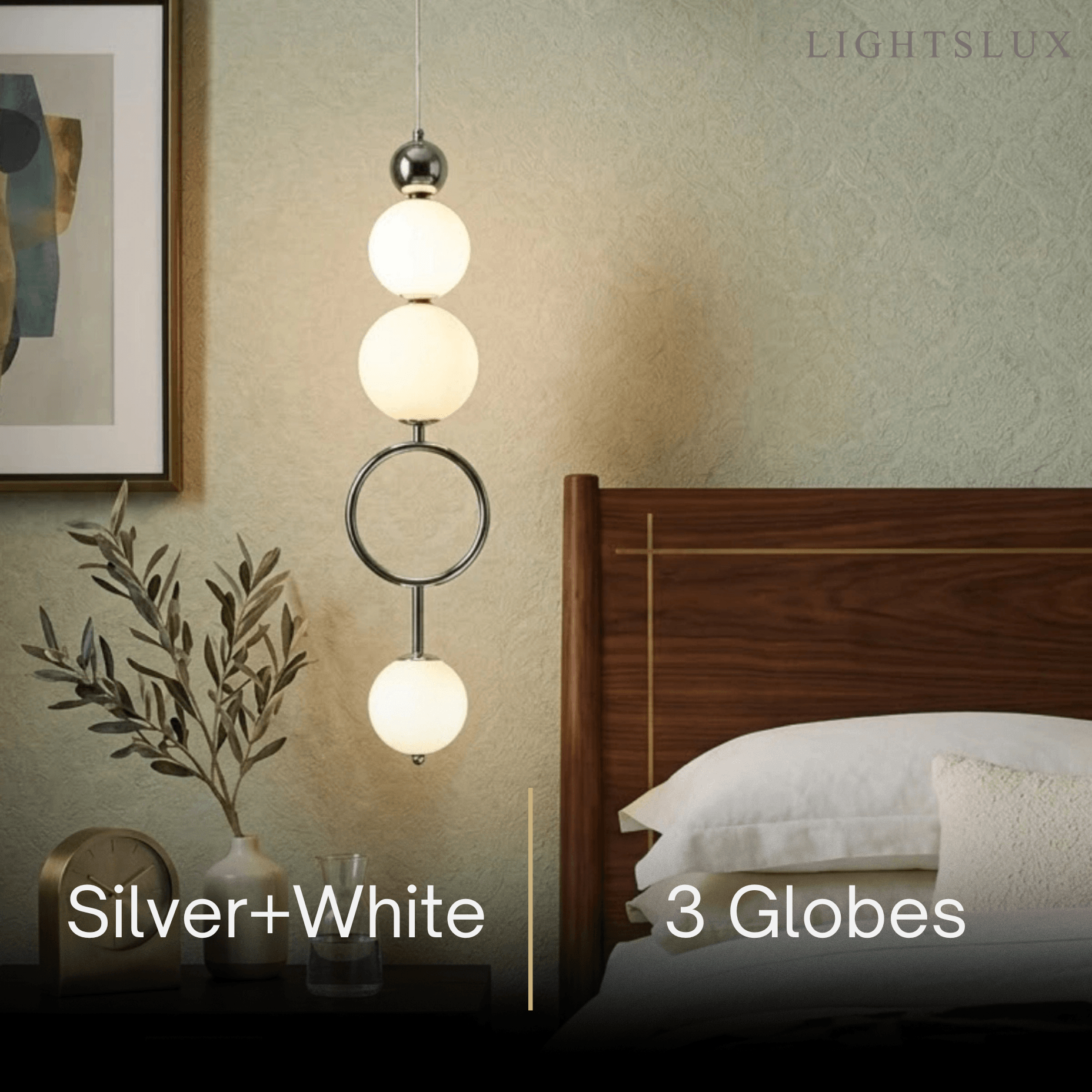 Minimalist Pendant Light — Iron & Glass Gold&White / Silver&White for Bedroom - Flindria