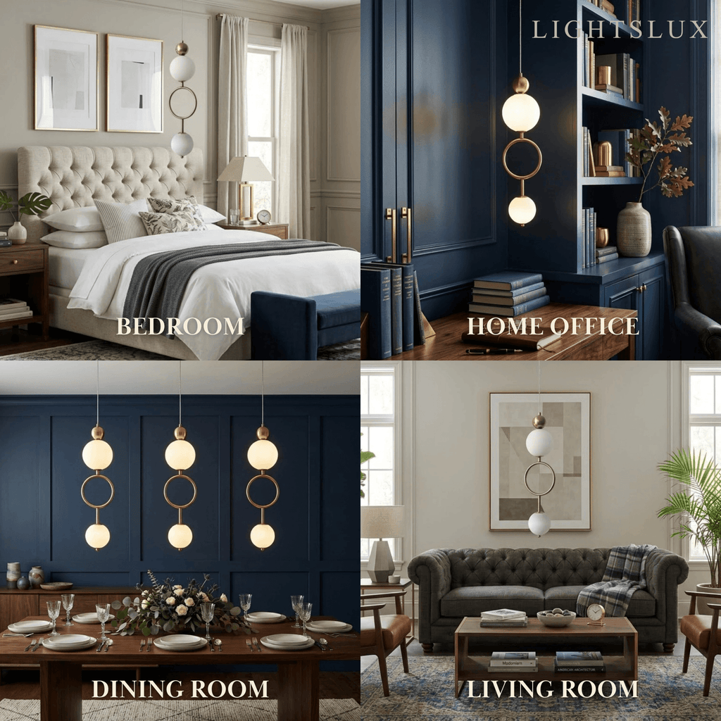 Minimalist Pendant Light — Iron & Glass Gold&White / Silver&White for Bedroom - Flindria