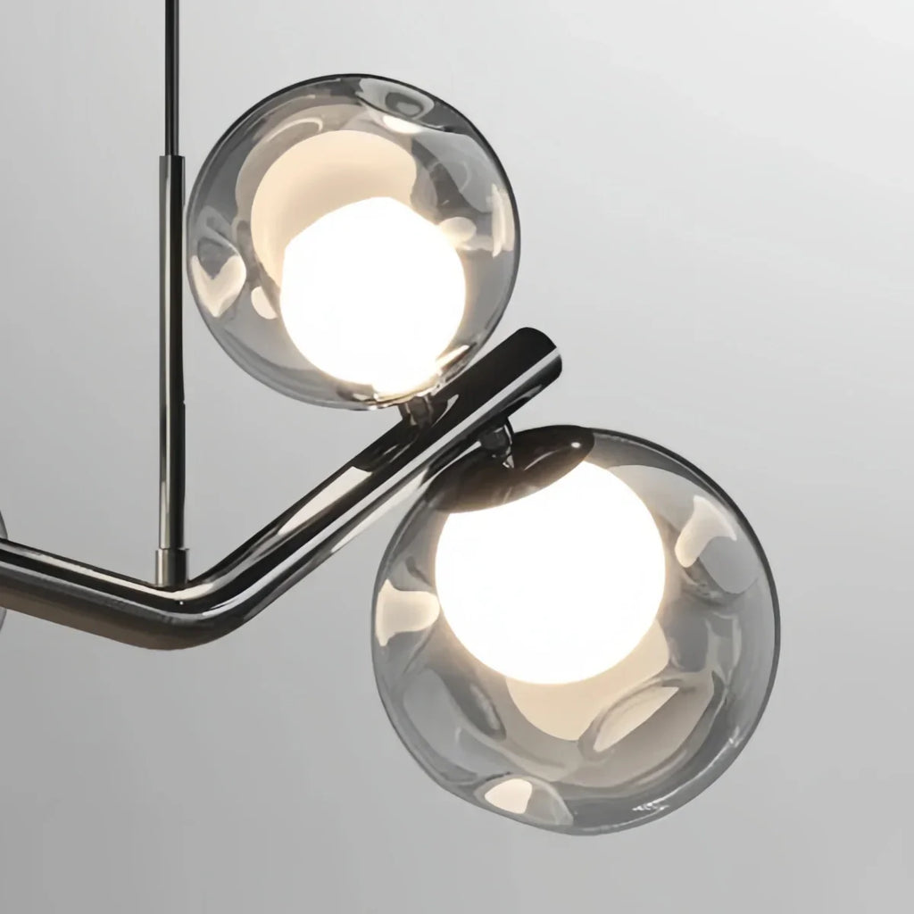 Candeeiro de Teto Moderno -- Vidro e Metal Cinzento Fumado para Sala de Jantar - Flindria