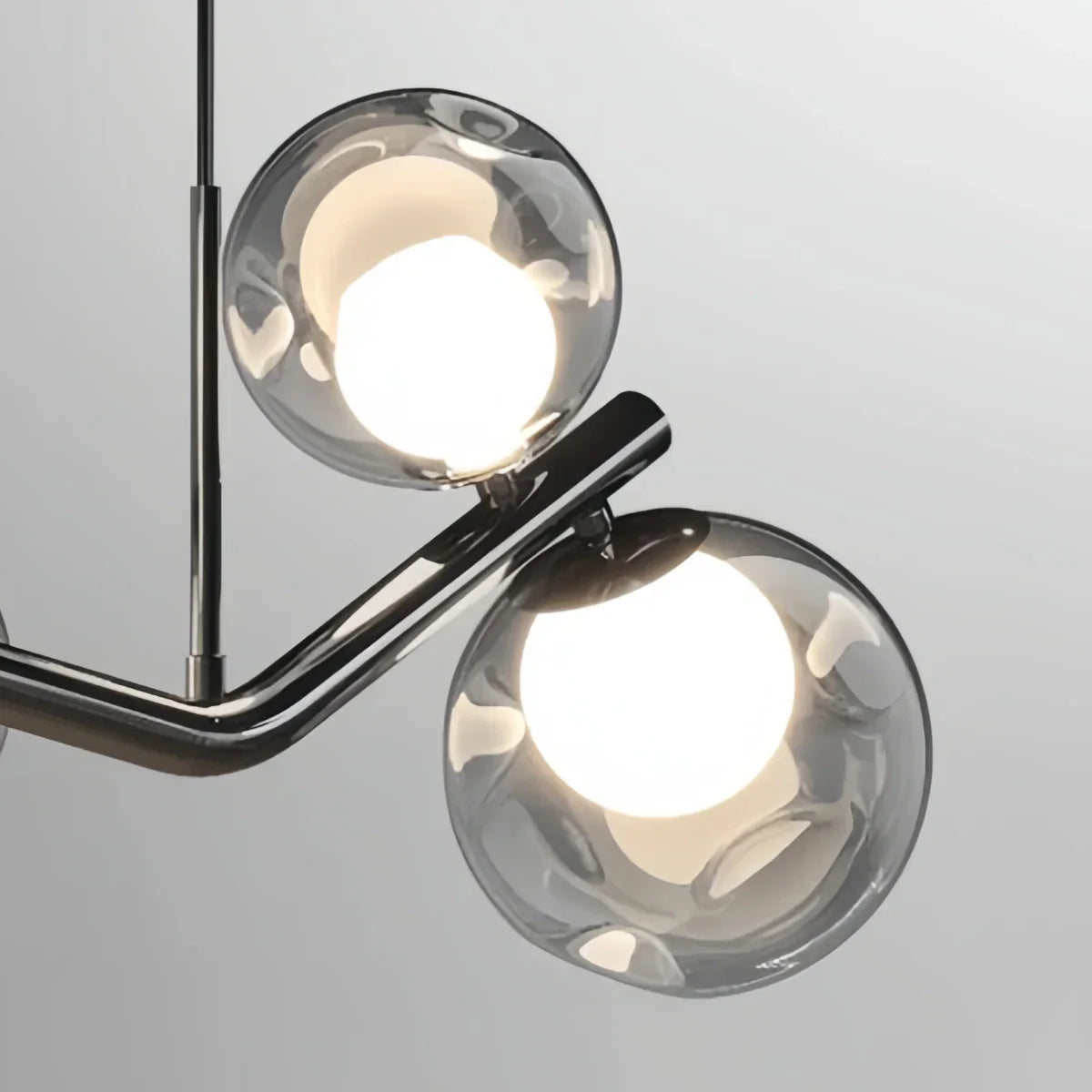 Candeeiro de Teto Moderno -- Vidro e Metal Cinzento Fumado para Sala de Jantar - Flindria