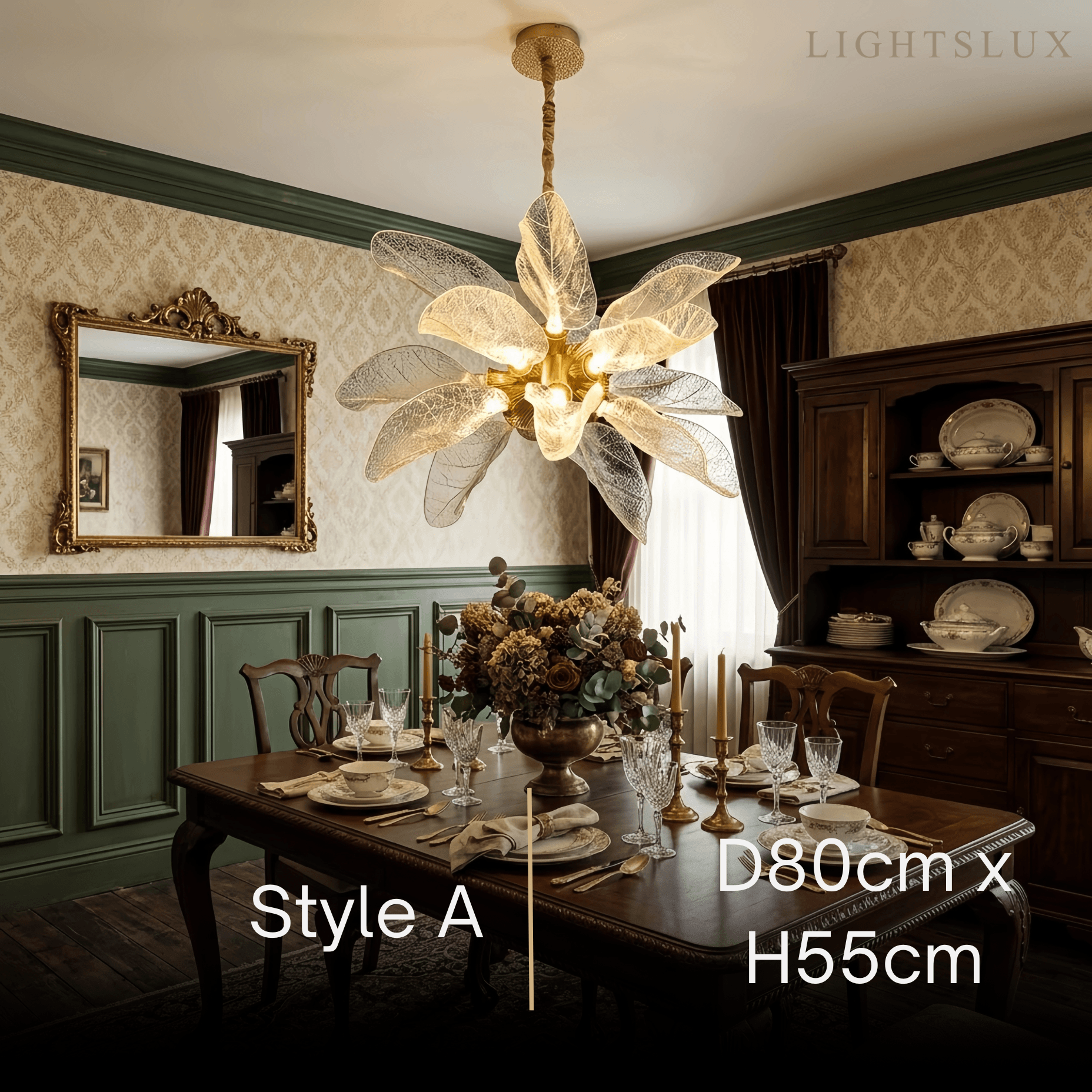Elegant organisk lysekrone – guldbelagt gren metal & harpiks til stue / spisestue - Flindria