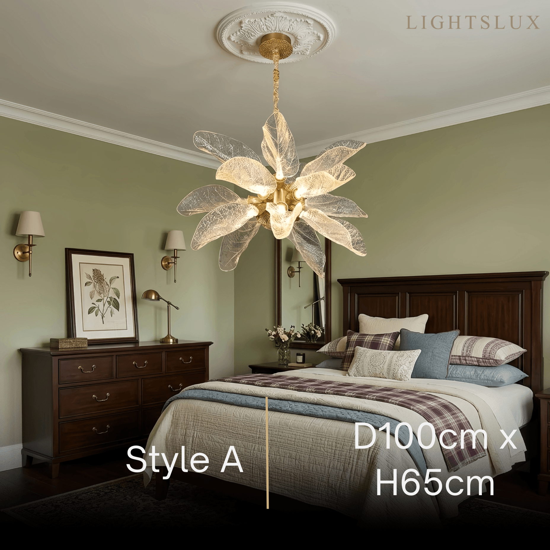 Elegant organisk lysekrone – guldbelagt gren metal & harpiks til stue / spisestue - Flindria
