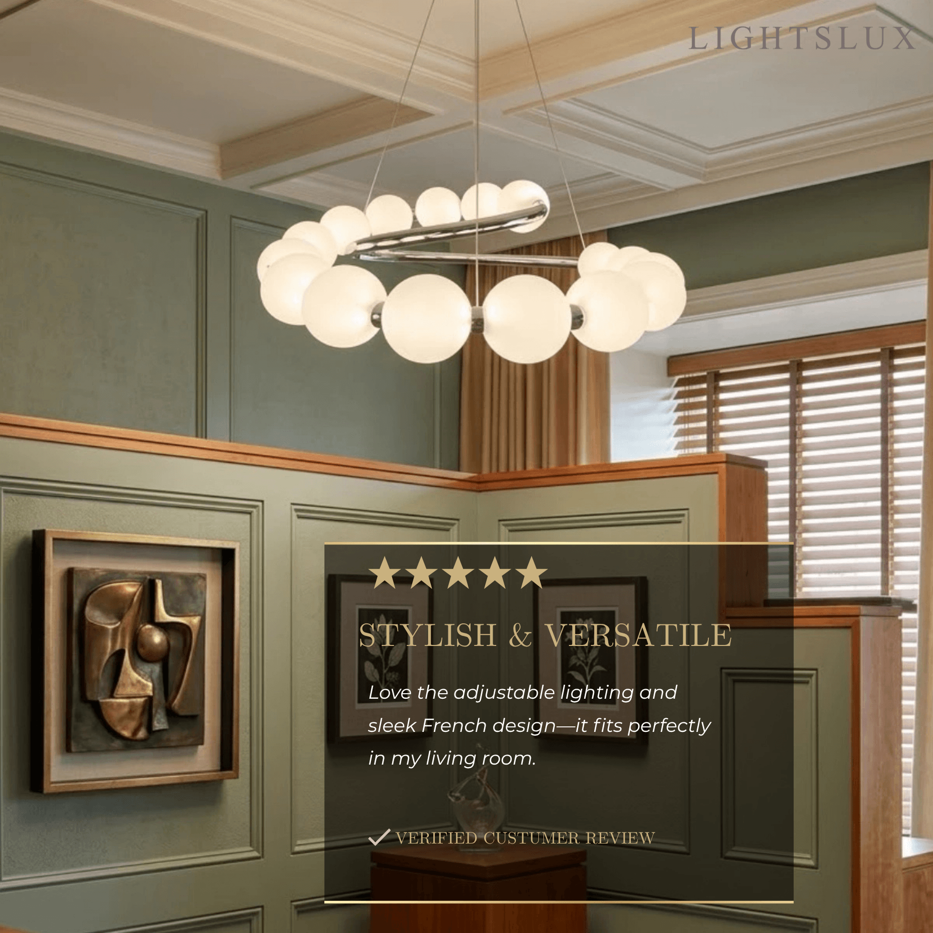 Modern LED Chandelier – Pearl-Style Chrome for Living Room / Dining Room - Flindria