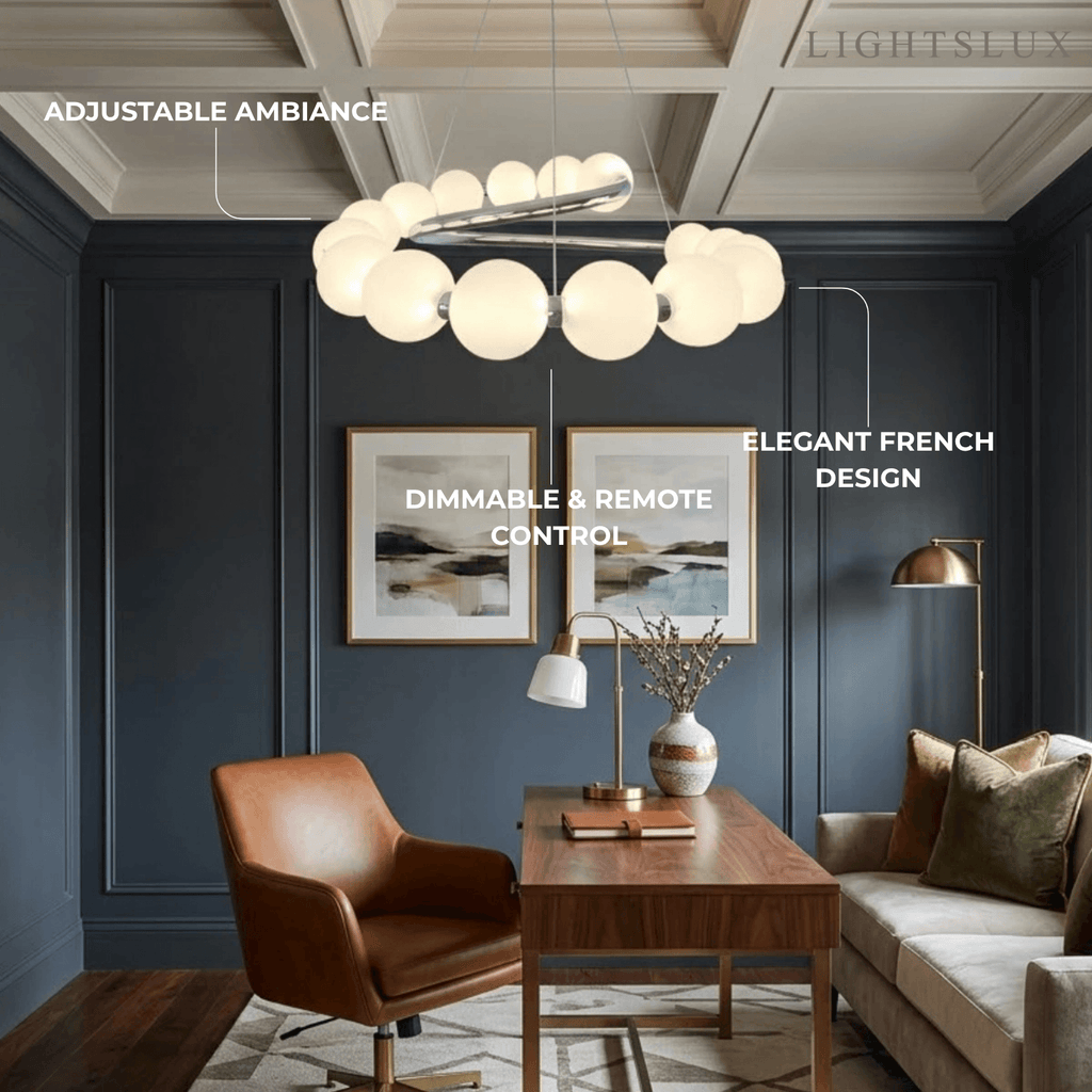 Modern LED Chandelier – Pearl-Style Chrome for Living Room / Dining Room - Flindria