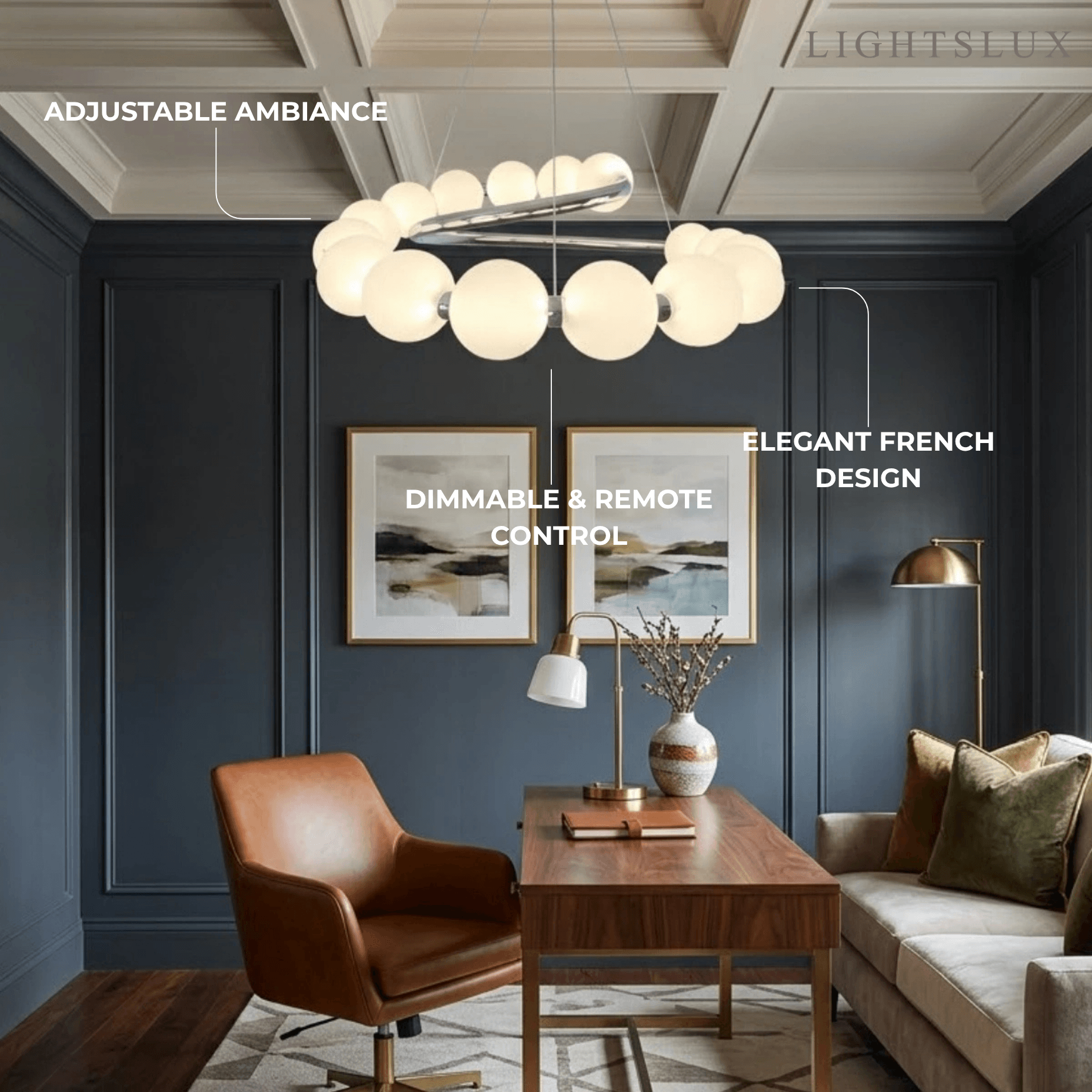 Modern LED Chandelier – Pearl-Style Chrome for Living Room / Dining Room - Flindria