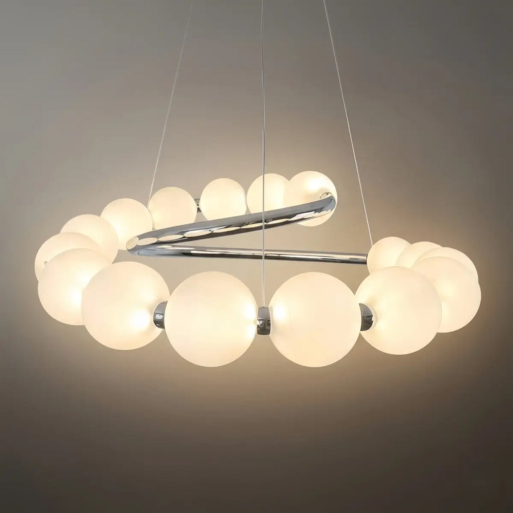 Modern LED Chandelier – Pearl-Style Chrome for Living Room / Dining Room - Flindria