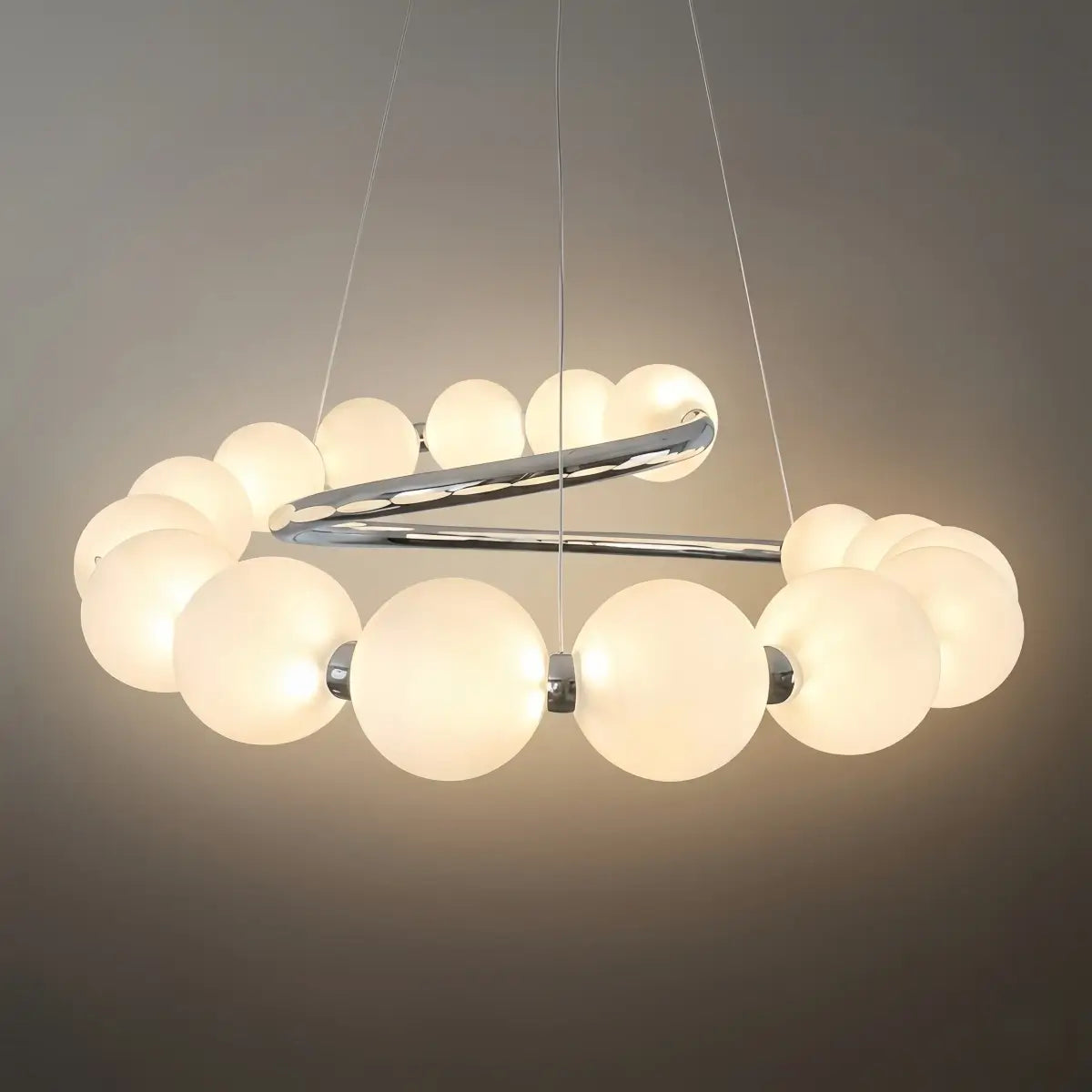 Modern LED Chandelier – Pearl-Style Chrome for Living Room / Dining Room - Flindria