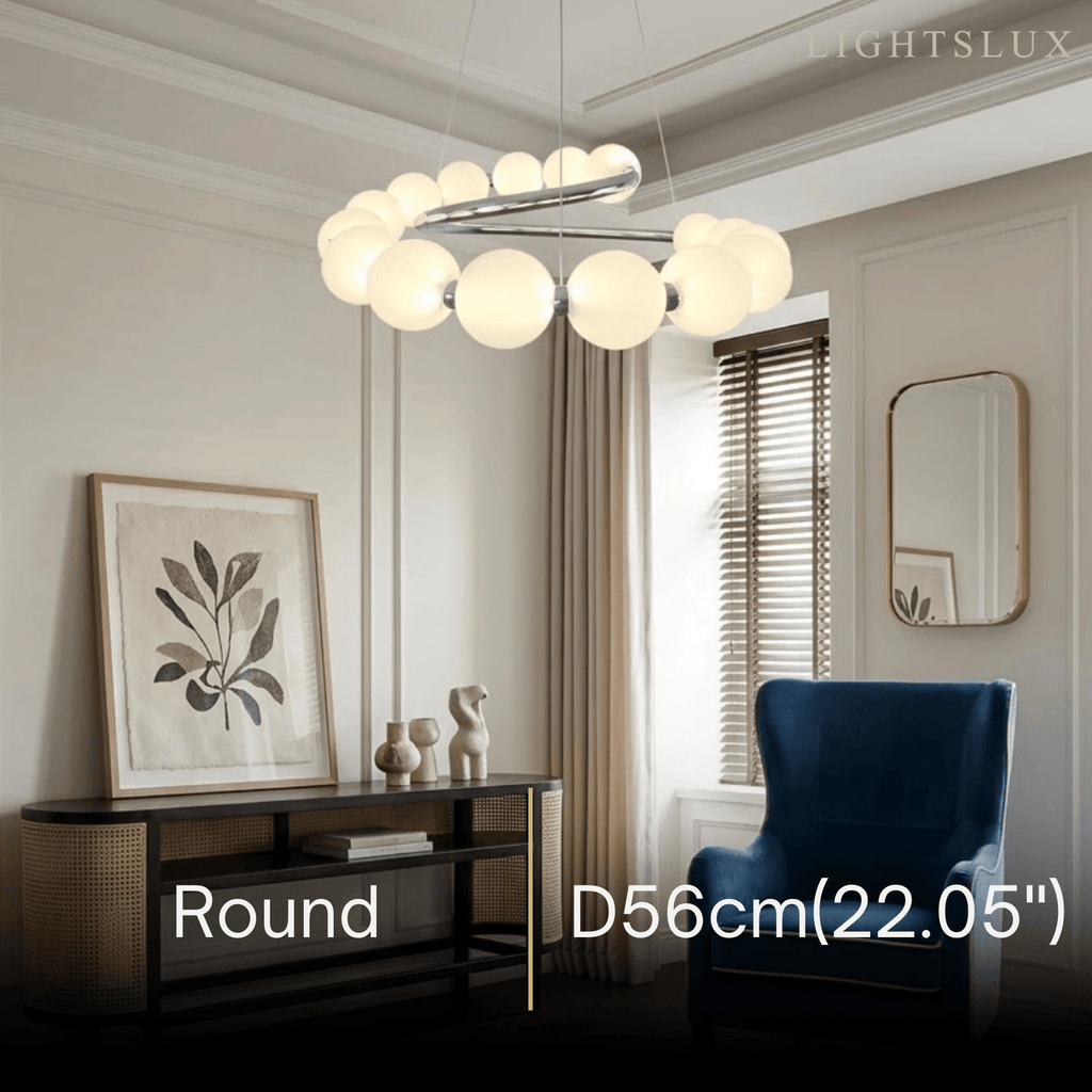 Modern LED Chandelier – Pearl-Style Chrome for Living Room / Dining Room - Flindria