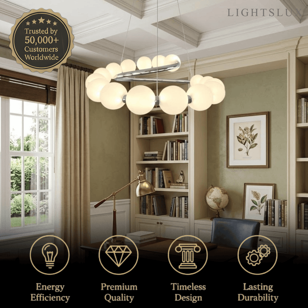 Modern LED Chandelier – Pearl-Style Chrome for Living Room / Dining Room - Flindria