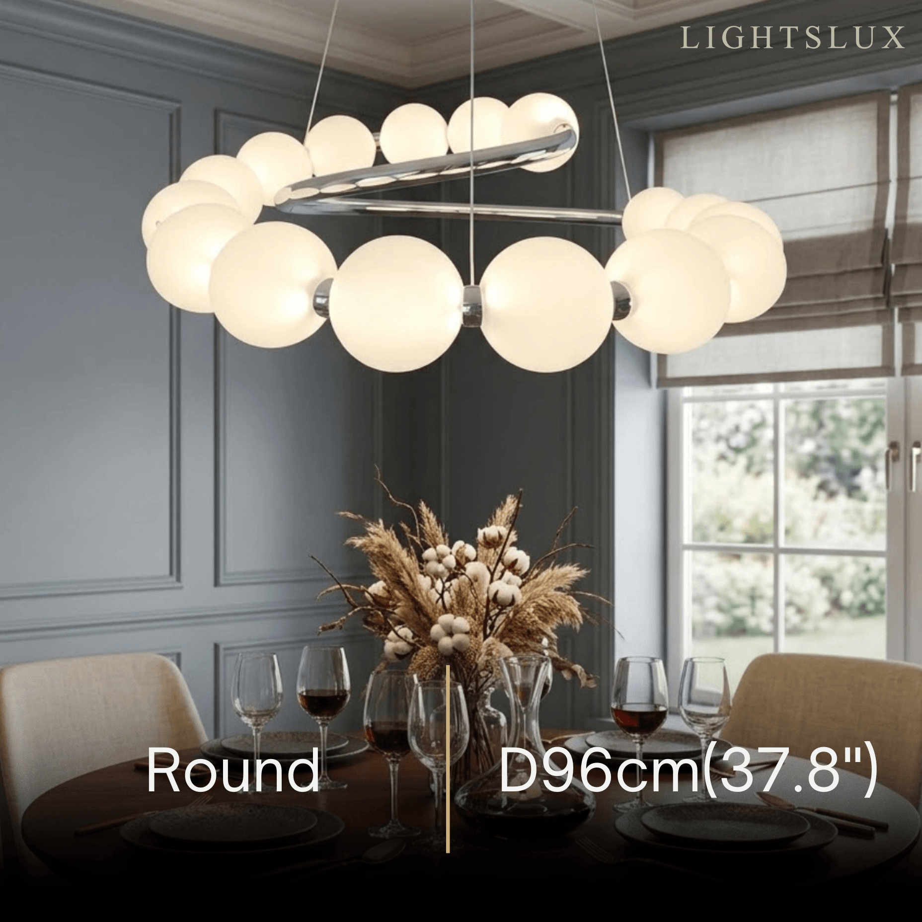 Modern LED Chandelier – Pearl-Style Chrome for Living Room / Dining Room - Flindria