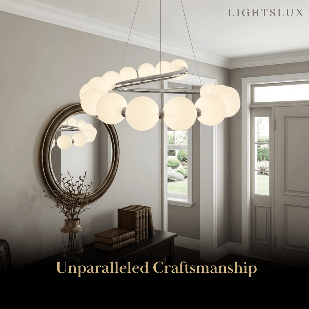 Modern LED Chandelier – Pearl-Style Chrome for Living Room / Dining Room - Flindria