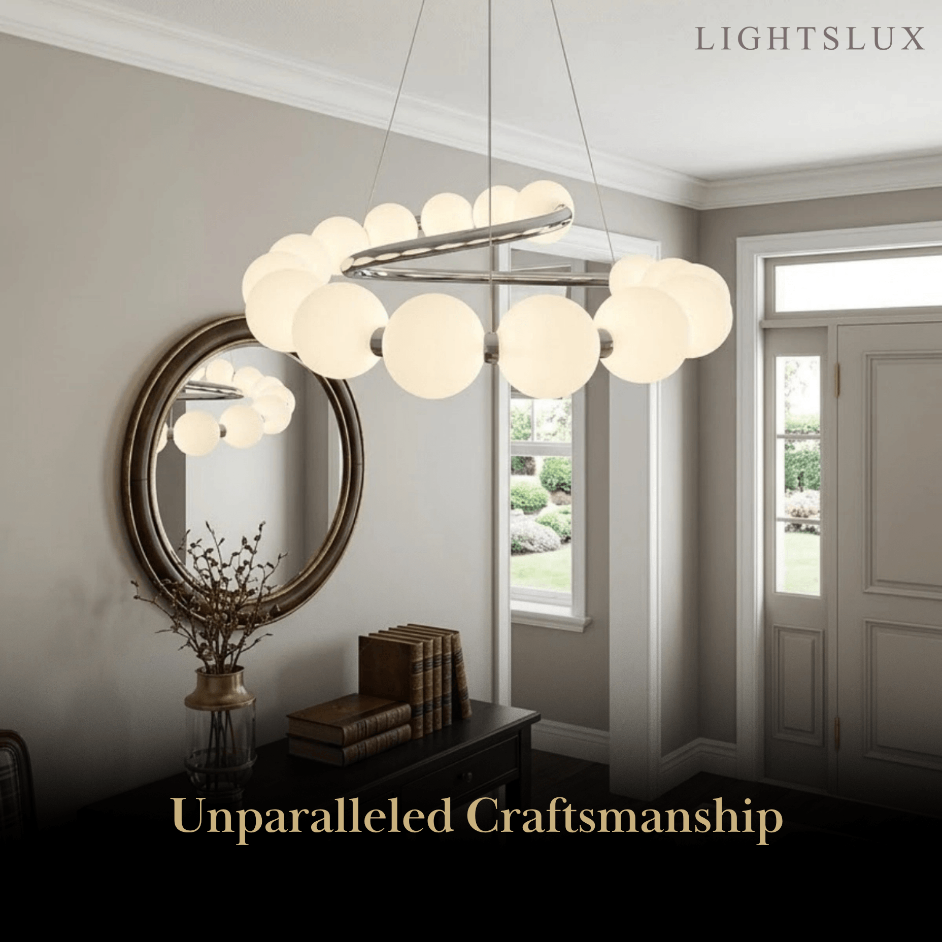Modern LED Chandelier – Pearl-Style Chrome for Living Room / Dining Room - Flindria