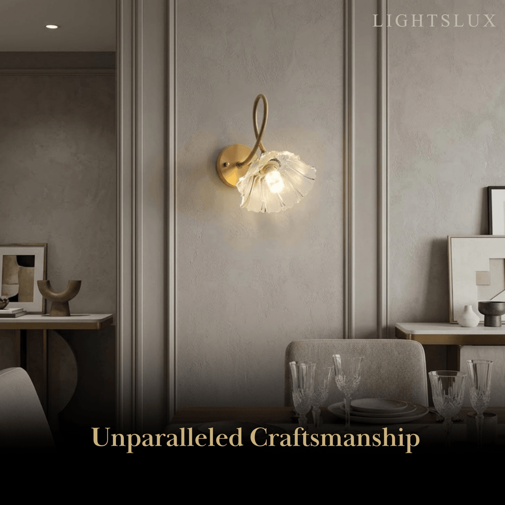 Elegante Wandleuchte – Messing & Glas Blume für Wohnzimmer/Schlafzimmer – Flindria