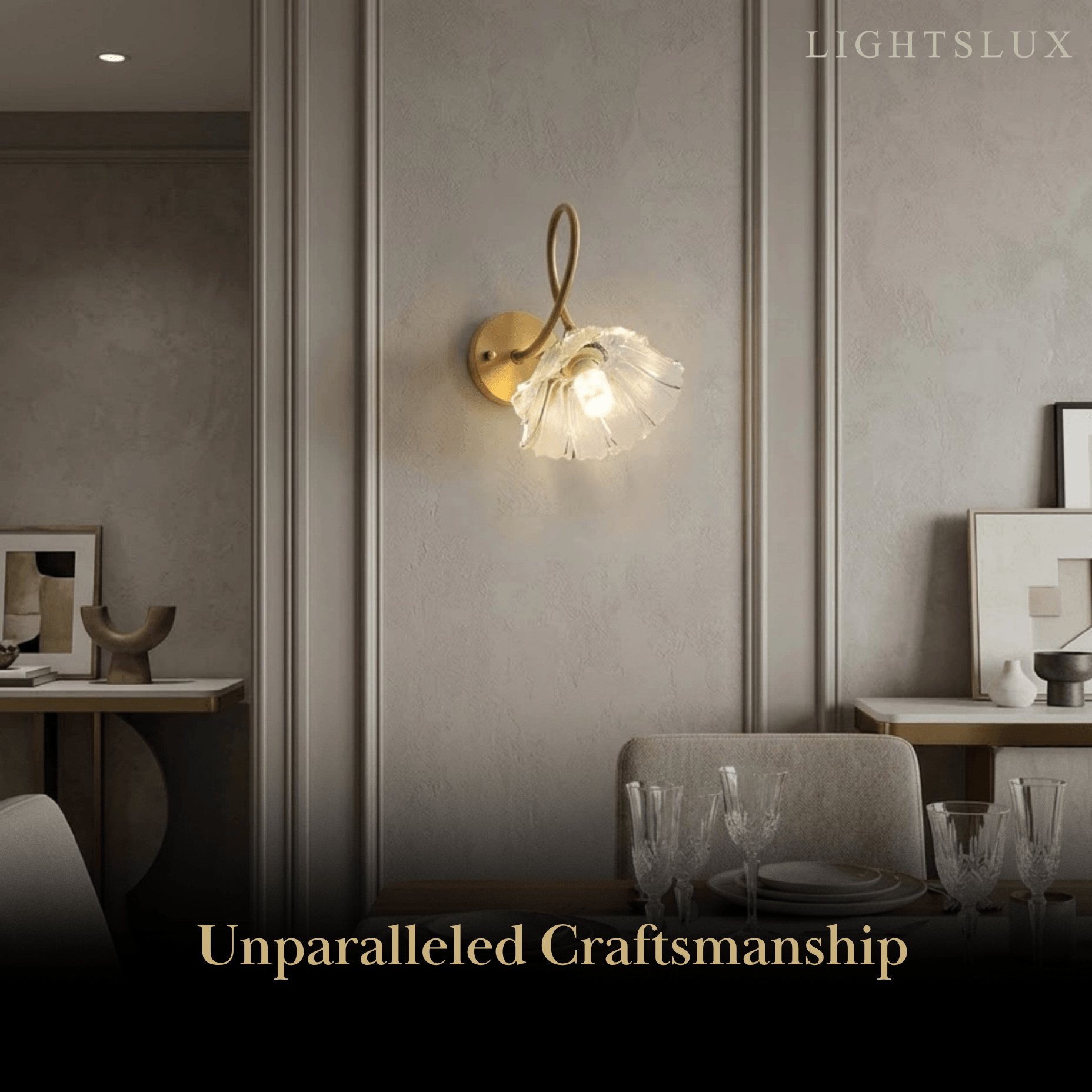 Elegante Wandleuchte – Messing & Glas Blume für Wohnzimmer/Schlafzimmer – Flindria