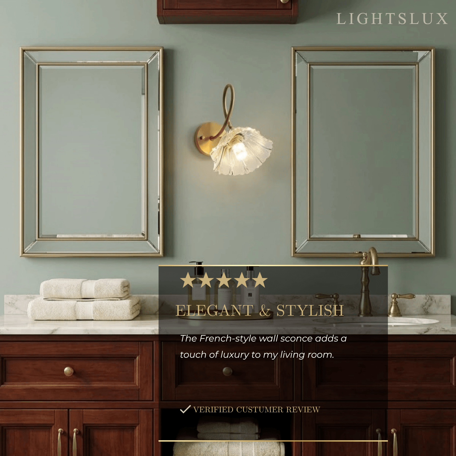 Elegante Wandleuchte – Messing & Glas Blume für Wohnzimmer/Schlafzimmer – Flindria