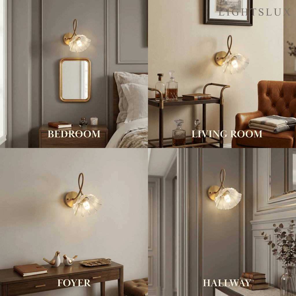 Elegante Wandleuchte – Messing & Glas Blume für Wohnzimmer/Schlafzimmer – Flindria