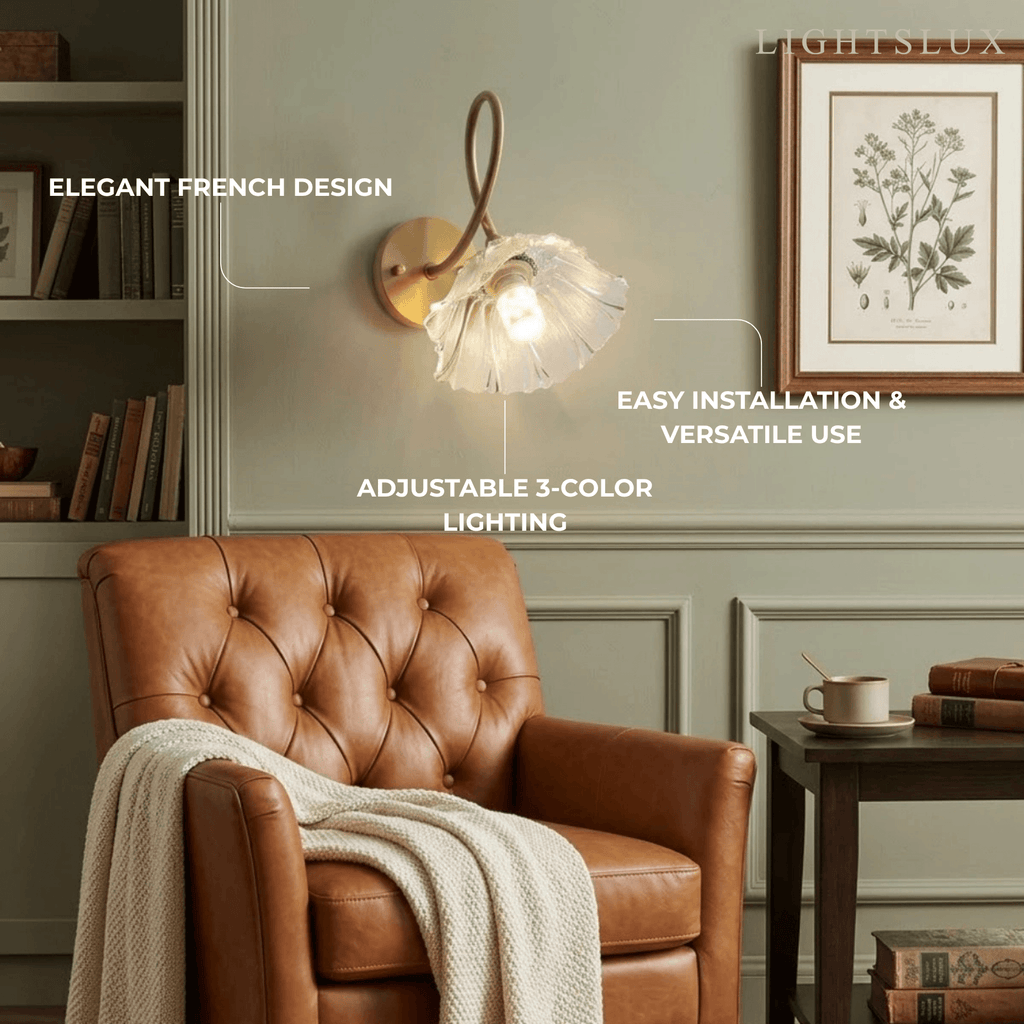 Elegante Wandleuchte – Messing & Glas Blume für Wohnzimmer/Schlafzimmer – Flindria