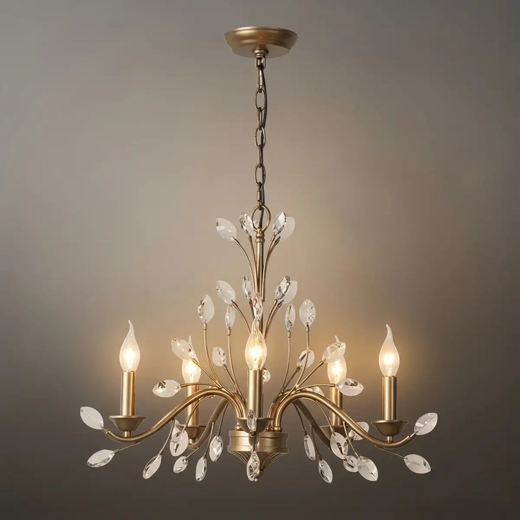 Eleganter Ast-Kronleuchter – Gold Kristall für Wohnzimmer / Esszimmer - Flindria