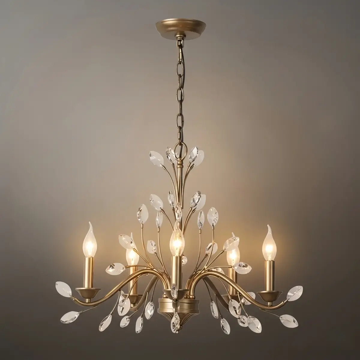 Eleganter Ast-Kronleuchter – Gold Kristall für Wohnzimmer / Esszimmer - Flindria