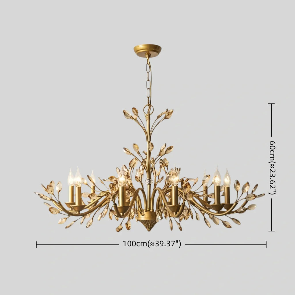 Eleganter Ast-Kronleuchter – Gold Kristall für Wohnzimmer / Esszimmer - Flindria