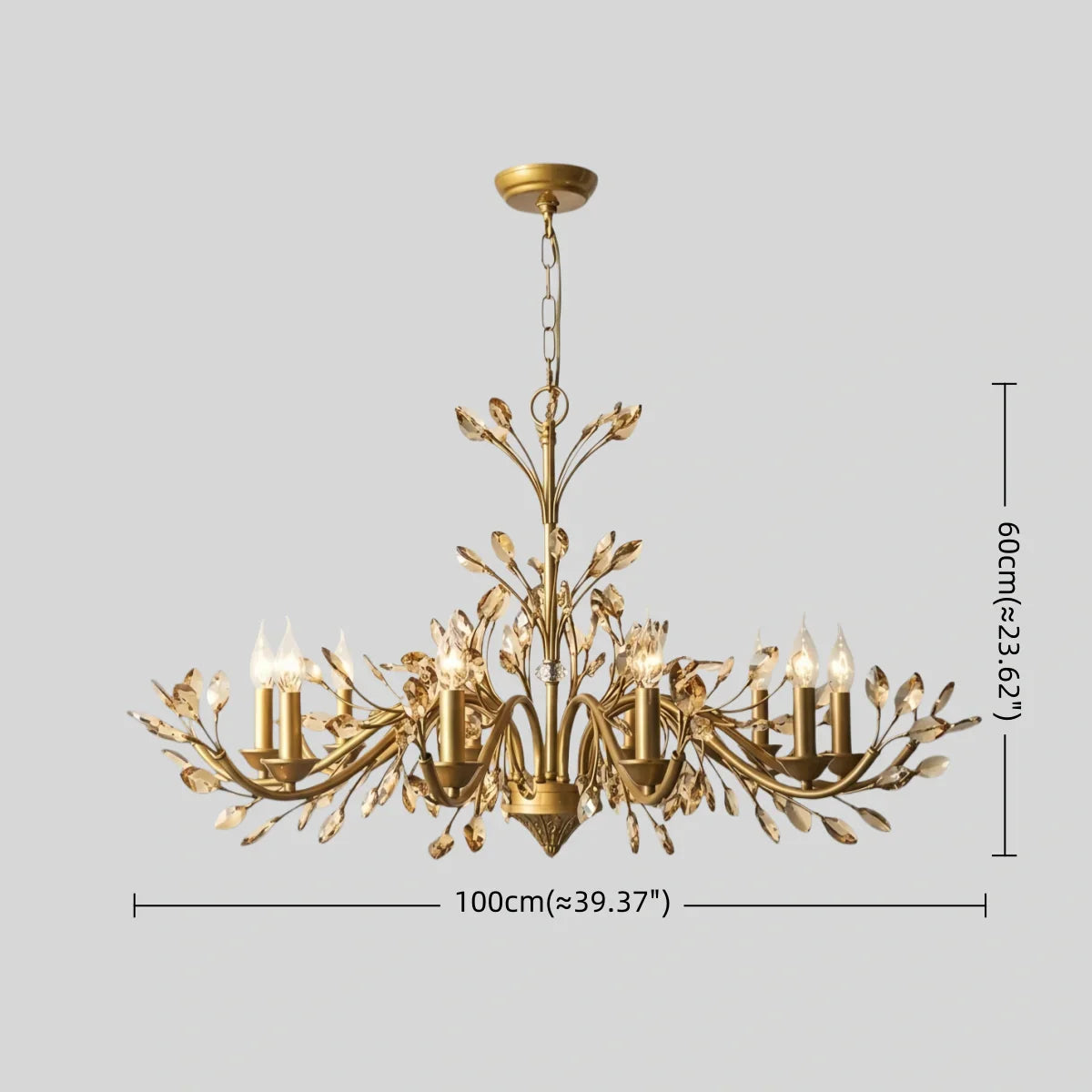 Eleganter Ast-Kronleuchter – Gold Kristall für Wohnzimmer / Esszimmer - Flindria