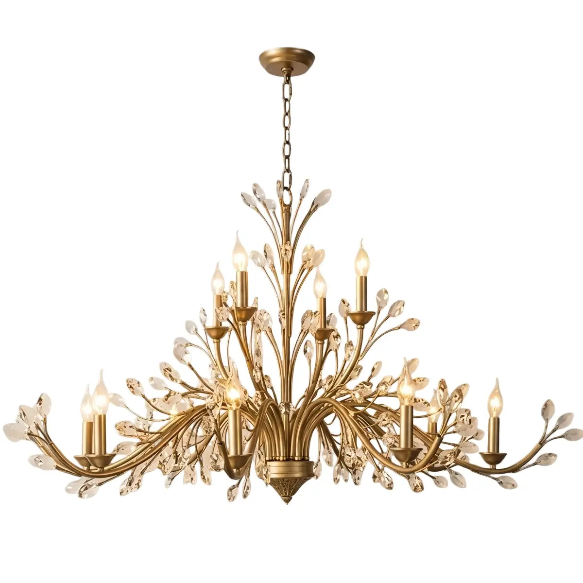 Eleganter Ast-Kronleuchter – Gold Kristall für Wohnzimmer / Esszimmer - Flindria