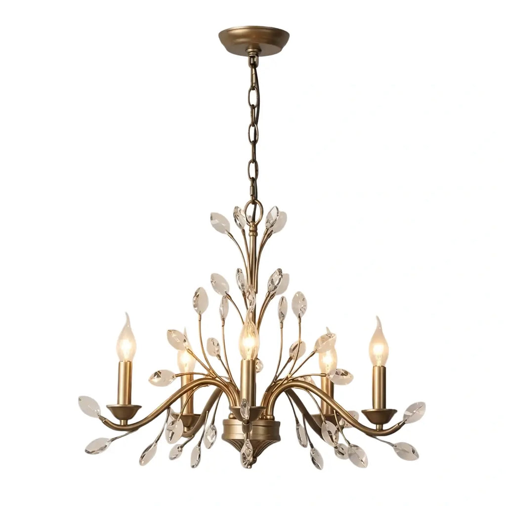 Eleganter Ast-Kronleuchter – Gold Kristall für Wohnzimmer / Esszimmer - Flindria