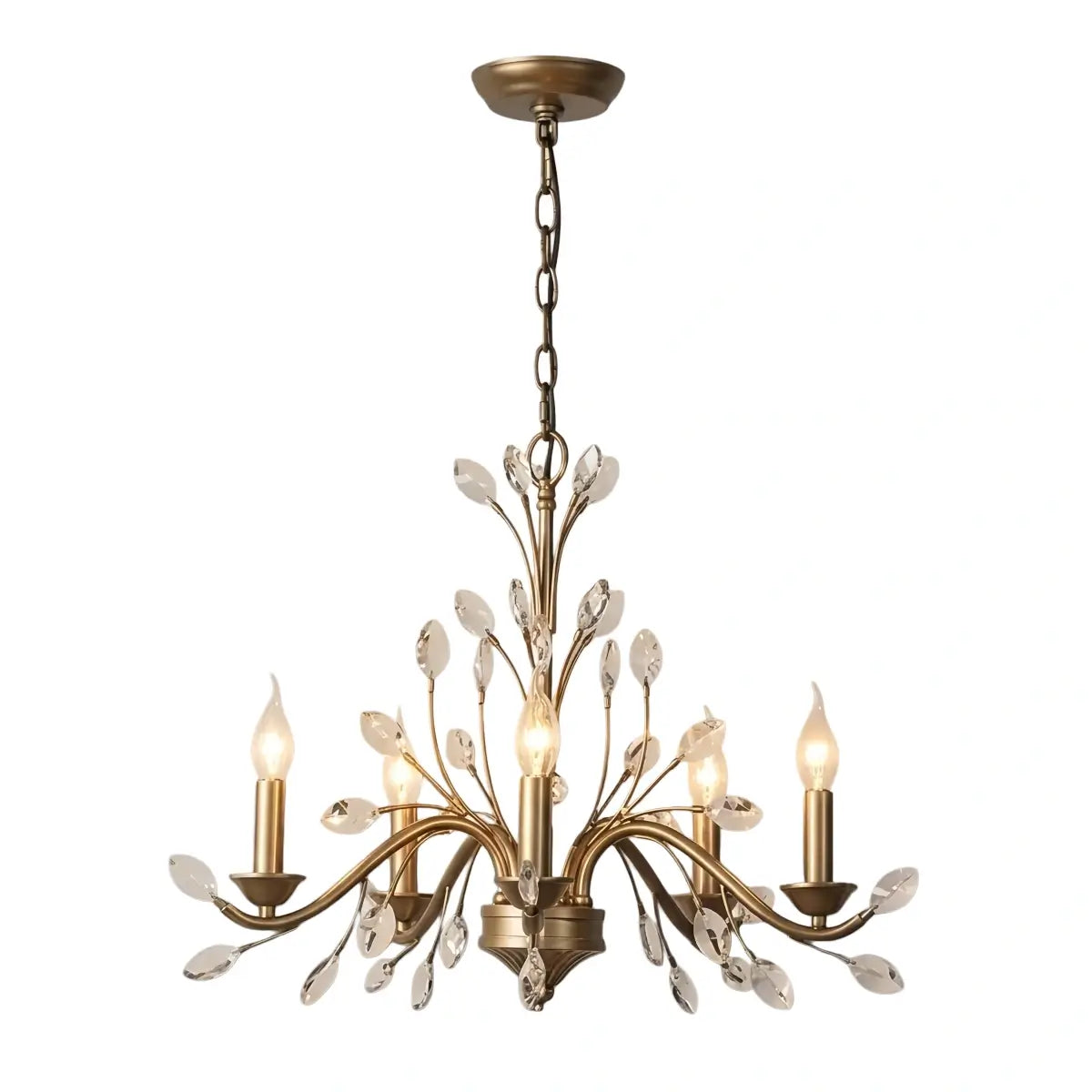 Eleganter Ast-Kronleuchter – Gold Kristall für Wohnzimmer / Esszimmer - Flindria