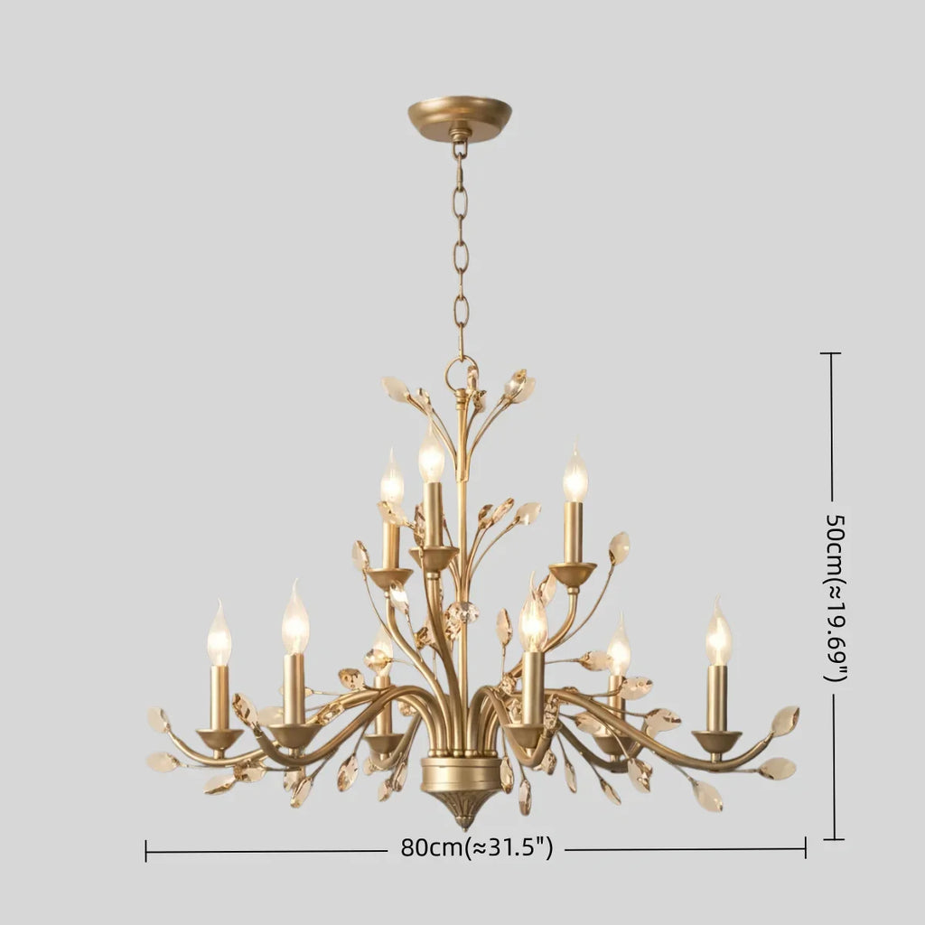 Eleganter Ast-Kronleuchter – Gold Kristall für Wohnzimmer / Esszimmer - Flindria