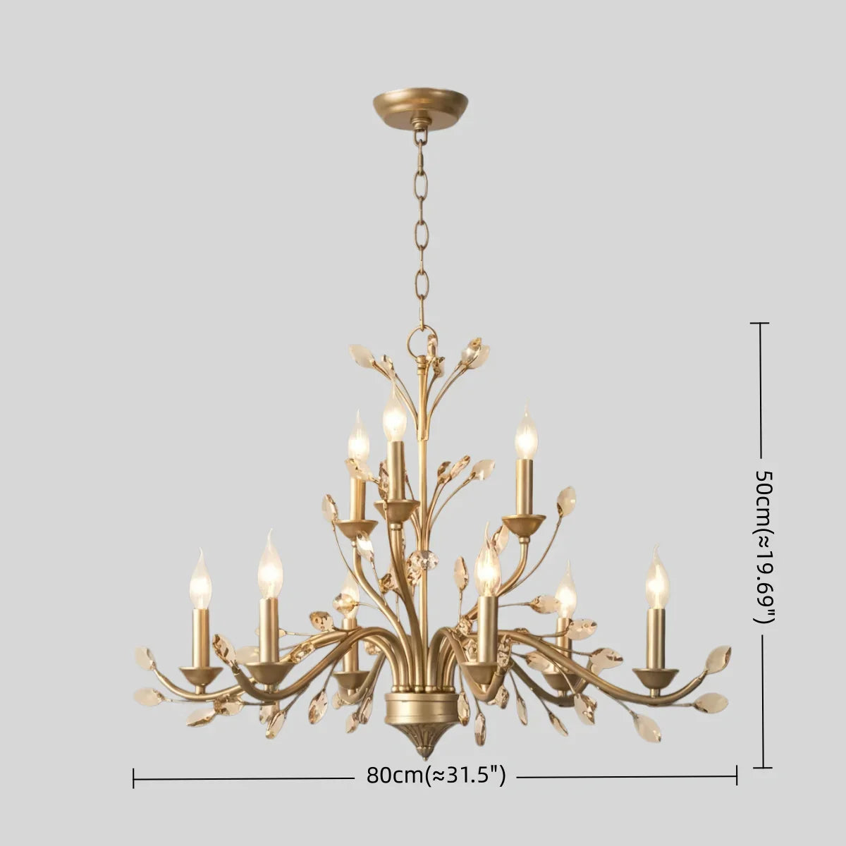 Eleganter Ast-Kronleuchter – Gold Kristall für Wohnzimmer / Esszimmer - Flindria