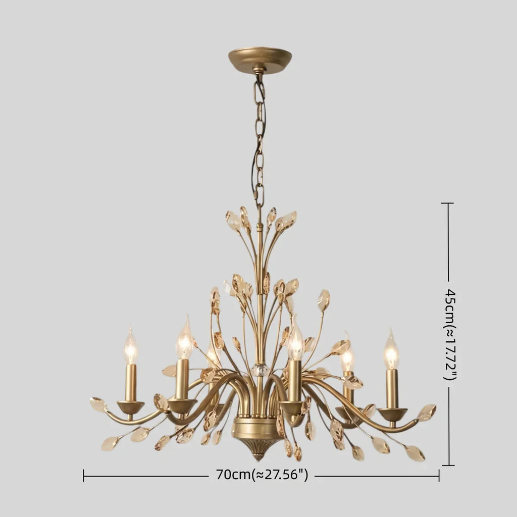 Eleganter Ast-Kronleuchter – Gold Kristall für Wohnzimmer / Esszimmer - Flindria