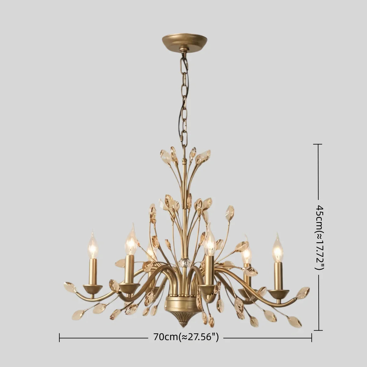Eleganter Ast-Kronleuchter – Gold Kristall für Wohnzimmer / Esszimmer - Flindria