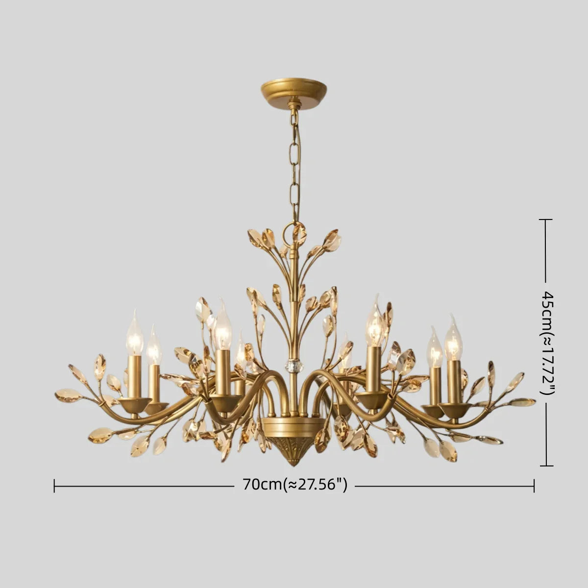 Eleganter Ast-Kronleuchter – Gold Kristall für Wohnzimmer / Esszimmer - Flindria