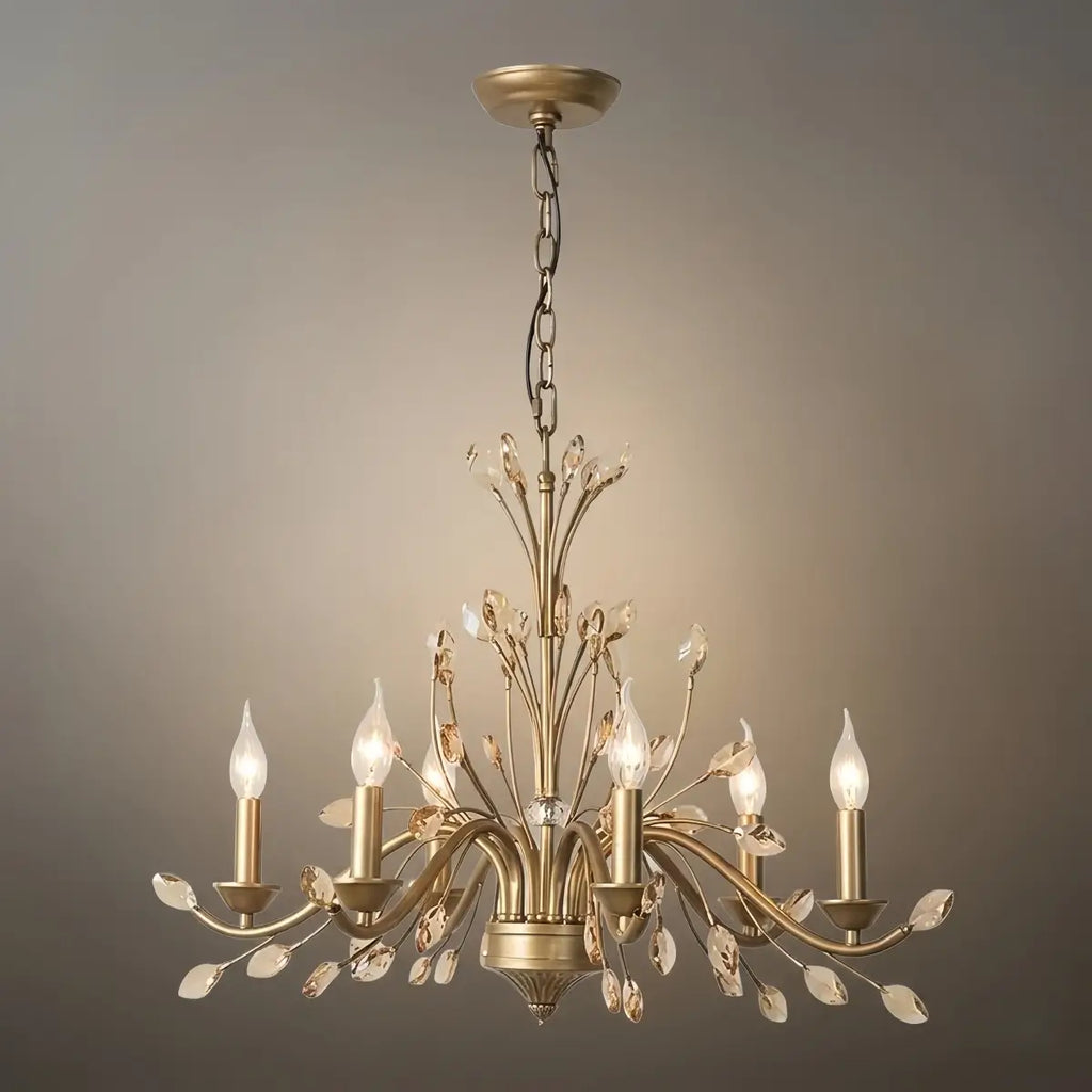 Eleganter Ast-Kronleuchter – Gold Kristall für Wohnzimmer / Esszimmer - Flindria