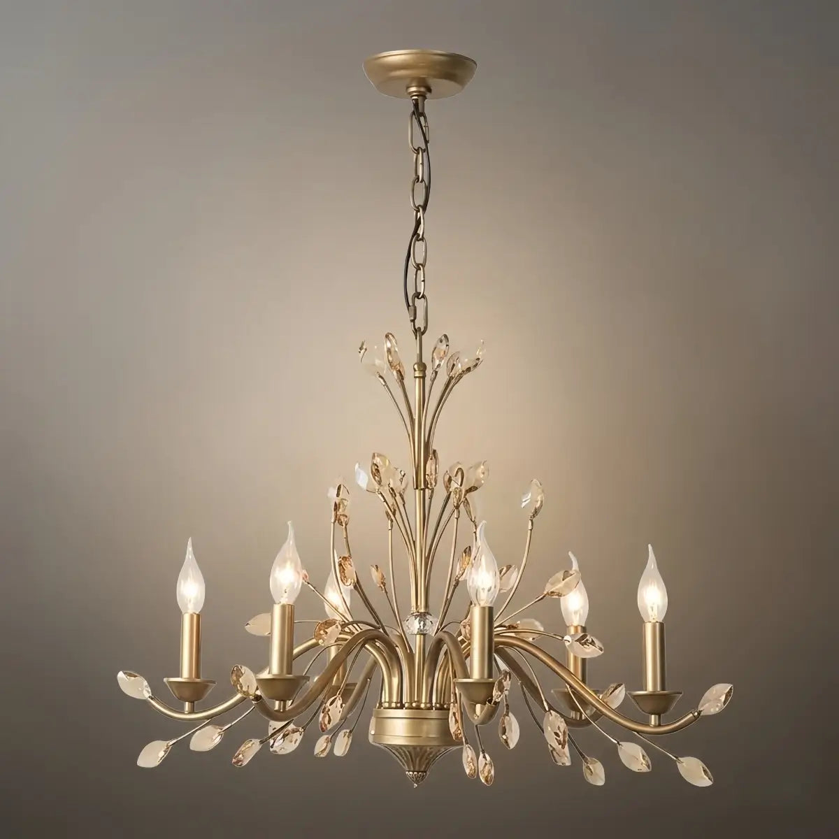 Eleganter Ast-Kronleuchter – Gold Kristall für Wohnzimmer / Esszimmer - Flindria
